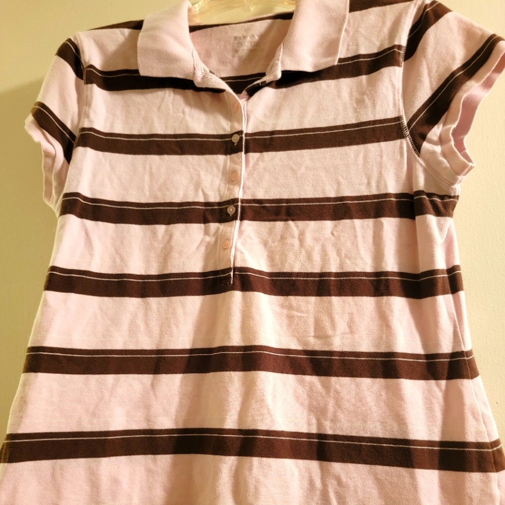 Cute Ladies Pink and Brown Polo